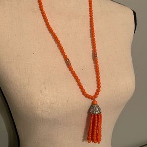 Coral Kenneth Lane Tassel Necklace